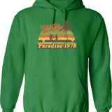 Cheesburger In Paradise 1978 Hoodie - Retro Graphic Pullover Hoodie for Men & Women - Green