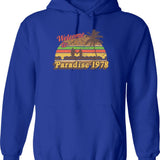 Cheesburger In Paradise 1978 Hoodie - Retro Graphic Pullover Hoodie for Men & Women - Blue