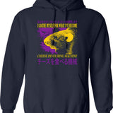 Cheese Devouring Machine Rat Hoodie - Retro Graphic Pullover Hoodie for Men & Women - Navy