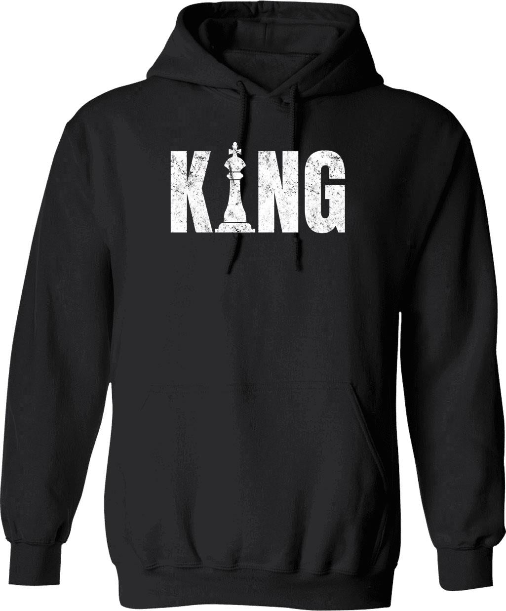 Chess King Vintage Design Hoodie - Retro Graphic Cosy Pullover - Black