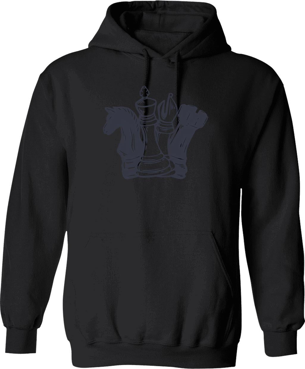 Chess Hoodie - Retro Graphic Pullover Hoodie for Men & Women - Black