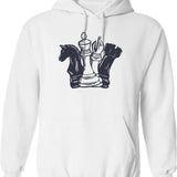 Chess Hoodie - Retro Graphic Pullover Hoodie for Men & Women - White