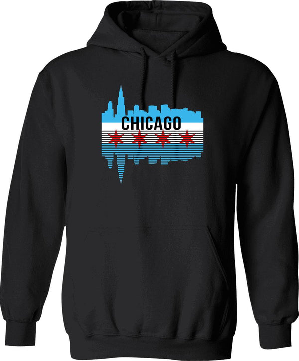 Chicago Skyline Graphic Pullover Hoodie - Black