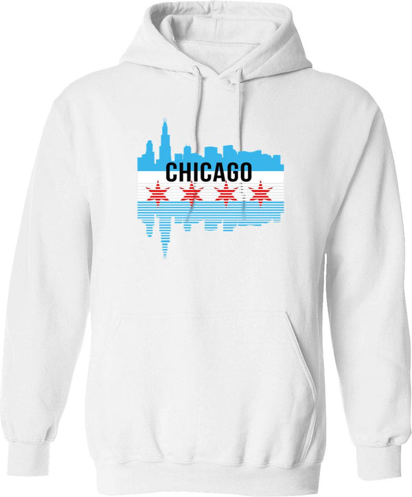 Chicago Skyline Graphic Pullover Hoodie - White