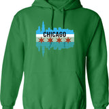 Chicago Skyline Graphic Pullover Hoodie - Green