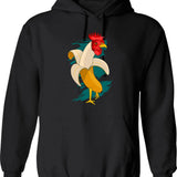 Chicken Banana Farming Chickens Hoodie - Retro Graphic Pullover Hoodie for Men & Women - Black