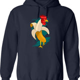 Chicken Banana Farming Chickens Hoodie - Retro Graphic Pullover Hoodie for Men & Women - Navy