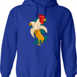 Chicken Banana Farming Chickens Hoodie - Retro Graphic Pullover Hoodie for Men & Women - Blue