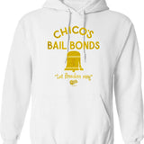 Chico's Bail Bonds Hoodie - Retro Graphic Pullover Hoodie for Men & Women - White