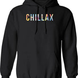 Chillax Hoodie - Retro Graphic Pullover Hoodie for Men & Women - Black