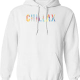 Chillax Hoodie - Retro Graphic Pullover Hoodie for Men & Women - White