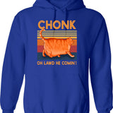 Chonk Oh Lawd He Comin' Hoodie - Retro Graphic Pullover Hoodie for Men & Women - Blue