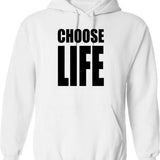 Choose Life Classic Hoodie - Retro Graphic Pullover Hoodie for Men & Women - White