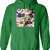 Christmas Movie Collage Hoodie - Retro Graphic Pullover Hoodie for Men & Women - Green