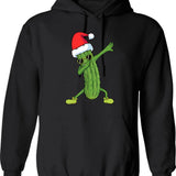 Christmas Pickle Dab Pickle Christmas Hoodie - Retro Graphic Pullover Hoodie for Men & Women - Black