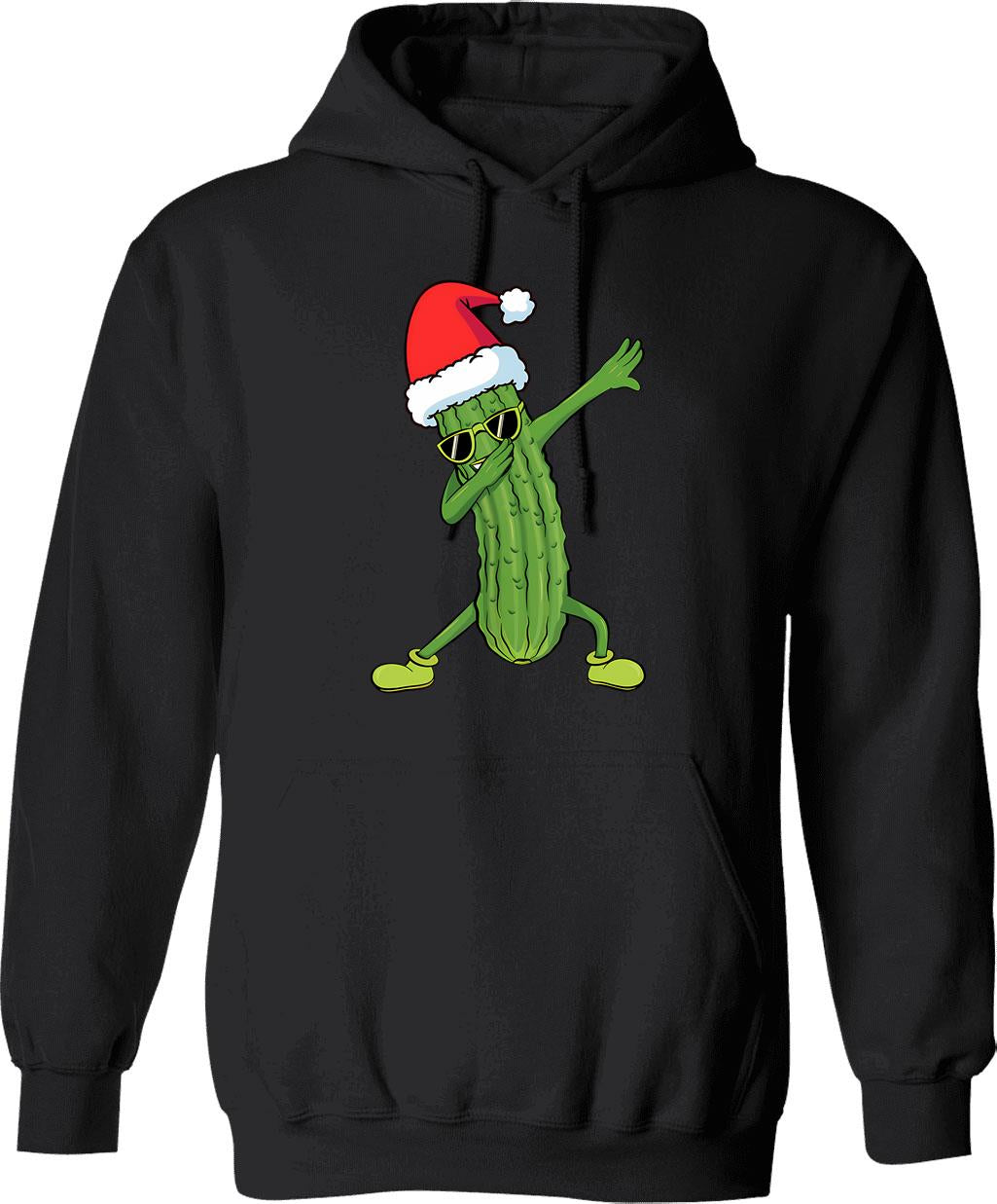 Christmas Pickle Dab Pickle Christmas Hoodie - Retro Graphic Pullover Hoodie for Men & Women - Black