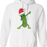 Christmas Pickle Dab Pickle Christmas Hoodie - Retro Graphic Pullover Hoodie for Men & Women - White
