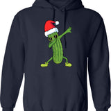 Christmas Pickle Dab Pickle Christmas Hoodie - Retro Graphic Pullover Hoodie for Men & Women - Navy
