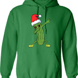 Christmas Pickle Dab Pickle Christmas Hoodie - Retro Graphic Pullover Hoodie for Men & Women - Green