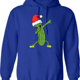 Christmas Pickle Dab Pickle Christmas Hoodie - Retro Graphic Pullover Hoodie for Men & Women - Blue