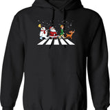 Christmas Road Hoodie - Retro Graphic Pullover Hoodie for Men & Women - Black