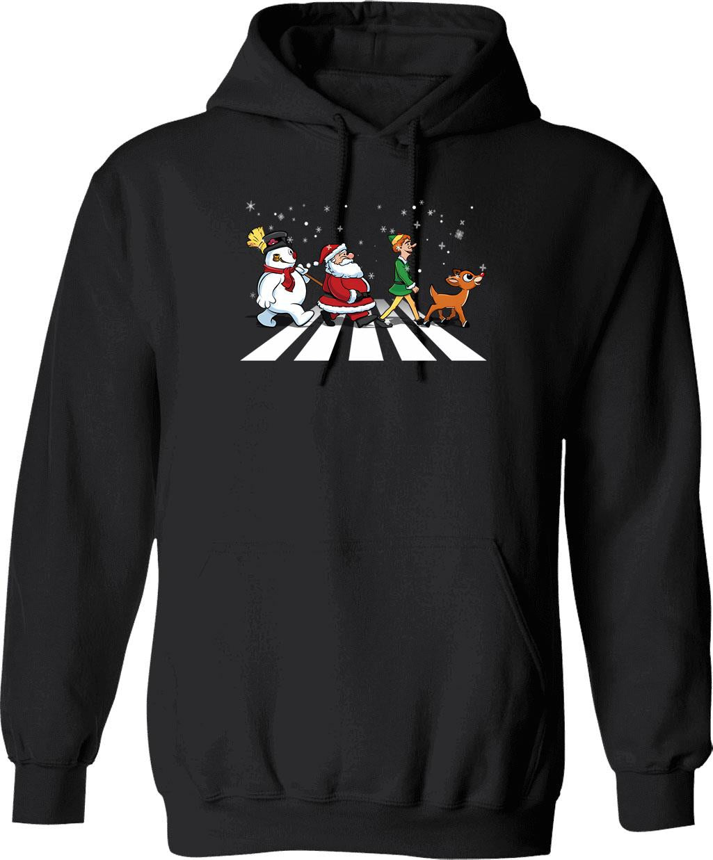 Christmas Road Hoodie - Retro Graphic Pullover Hoodie for Men & Women - Black