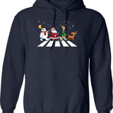 Christmas Road Hoodie - Retro Graphic Pullover Hoodie for Men & Women - Navy