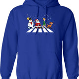 Christmas Road Hoodie - Retro Graphic Pullover Hoodie for Men & Women - Blue