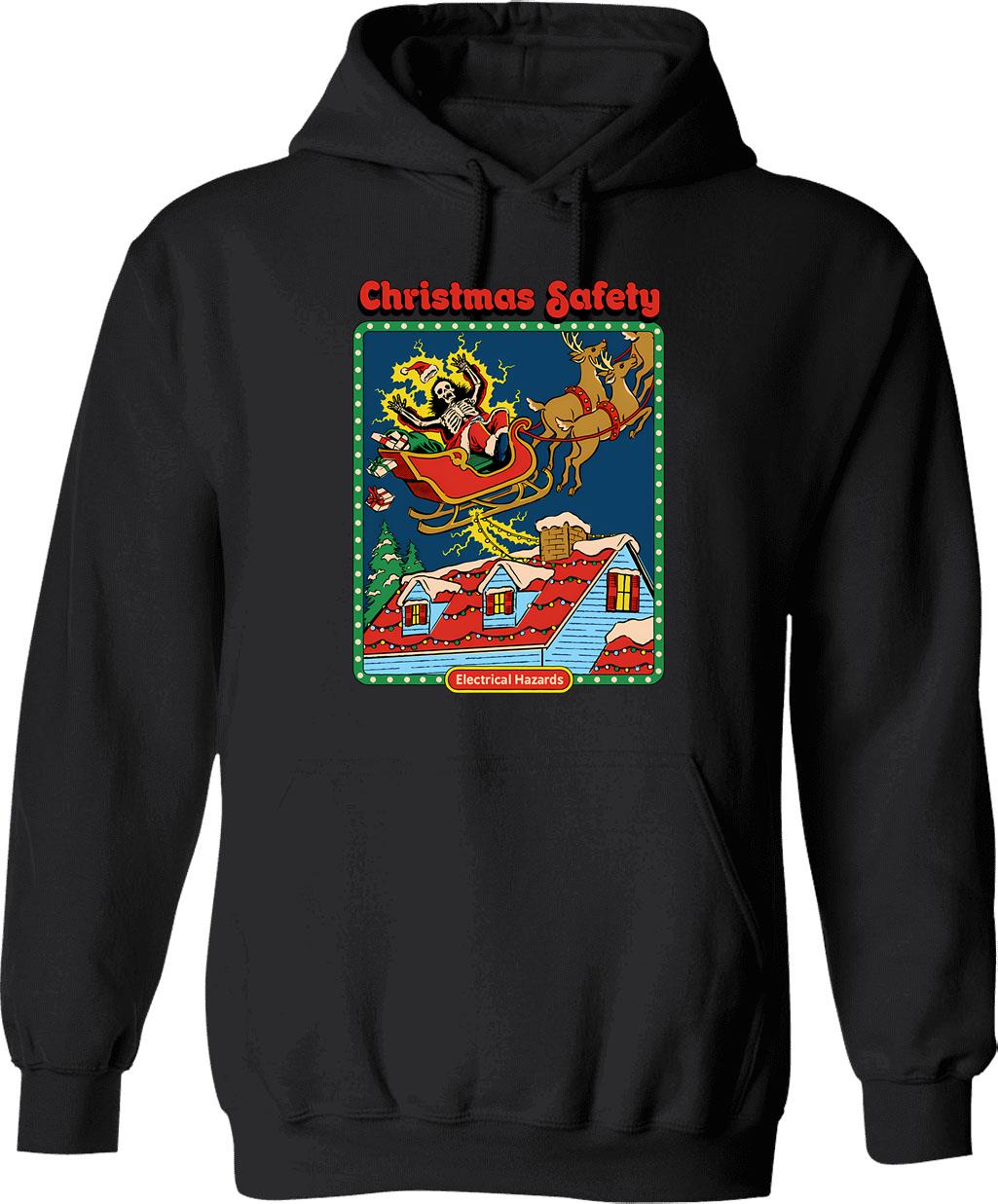 Christmas Safety Hoodie - Retro Graphic Pullover Hoodie for Men & Women - Black