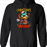 Christmas Spirit Hoodie - Retro Graphic Pullover Hoodie for Men & Women - Black