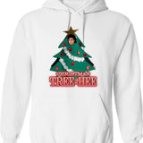 Christmas Tree-hee Hoodie - Retro Graphic Pullover Hoodie for Men & Women - White