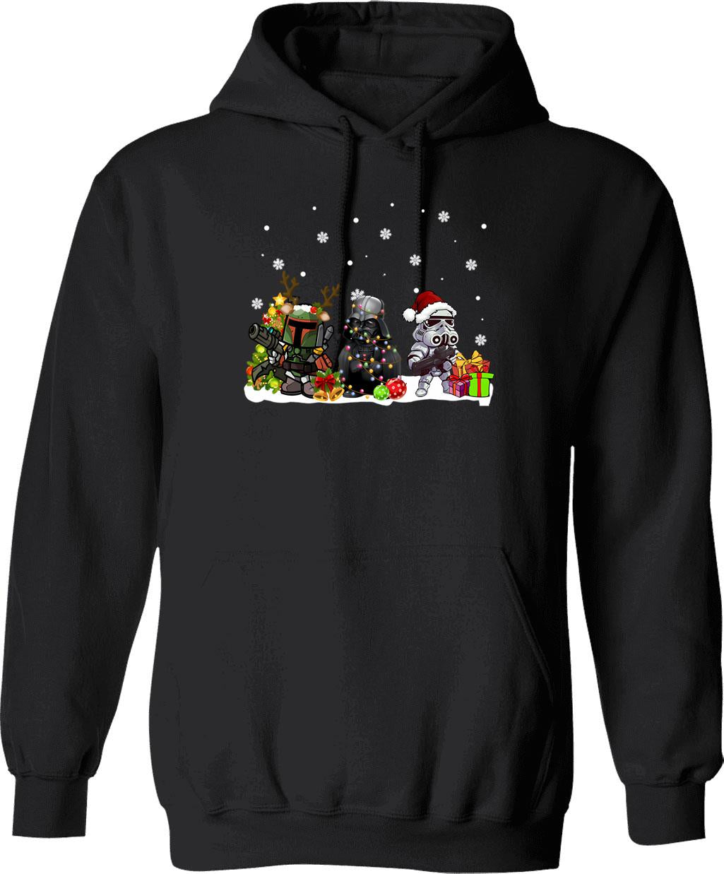 Christmas Hoodie - Retro Graphic Pullover Hoodie for Men & Women - Black