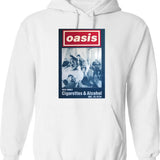 Cigarettes And Alcohol Minimalist Hoodie - Retro Graphic Pullover Hoodie for Men & Women - White