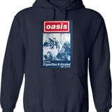 Cigarettes And Alcohol Minimalist Hoodie - Retro Graphic Pullover Hoodie for Men & Women - Navy