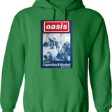 Cigarettes And Alcohol Minimalist Hoodie - Retro Graphic Pullover Hoodie for Men & Women - Green