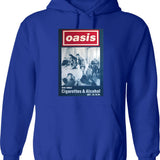 Cigarettes And Alcohol Minimalist Hoodie - Retro Graphic Pullover Hoodie for Men & Women - Blue