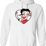 Cinta Anjing Hoodie - Retro Graphic Pullover Hoodie for Men & Women - White