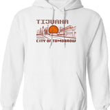 City Of Tomorrow Hoodie - Retro Graphic Pullover Hoodie for Men & Women - White