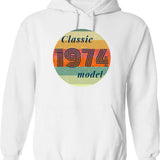 Classic 1974 Model Funny Turning 50 Hoodie - White