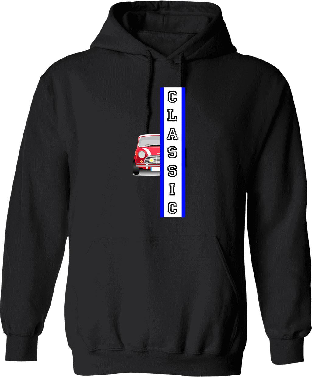 Classic Mini Cooper Hoodie - Retro Graphic Pullover Hoodie for Men & Women - Black