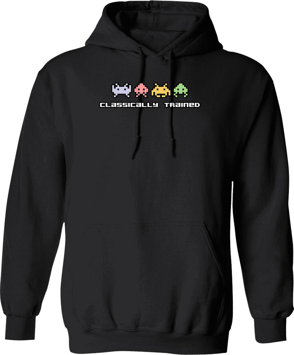 Classically Trained Hoodie - Retro Graphic Pullover Hoodie for Men & Women - Black