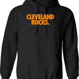 Cleveland Rocks. - Orange Hoodie - Retro Graphic Pullover Hoodie for Men & Women - Black