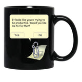 Clippy Black Coffee Mug, Gift Coffee Mug - Black