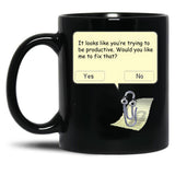Clippy Black Coffee Mug, Gift Coffee Mug