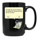 Clippy Black Coffee Mug, Gift Coffee Mug
