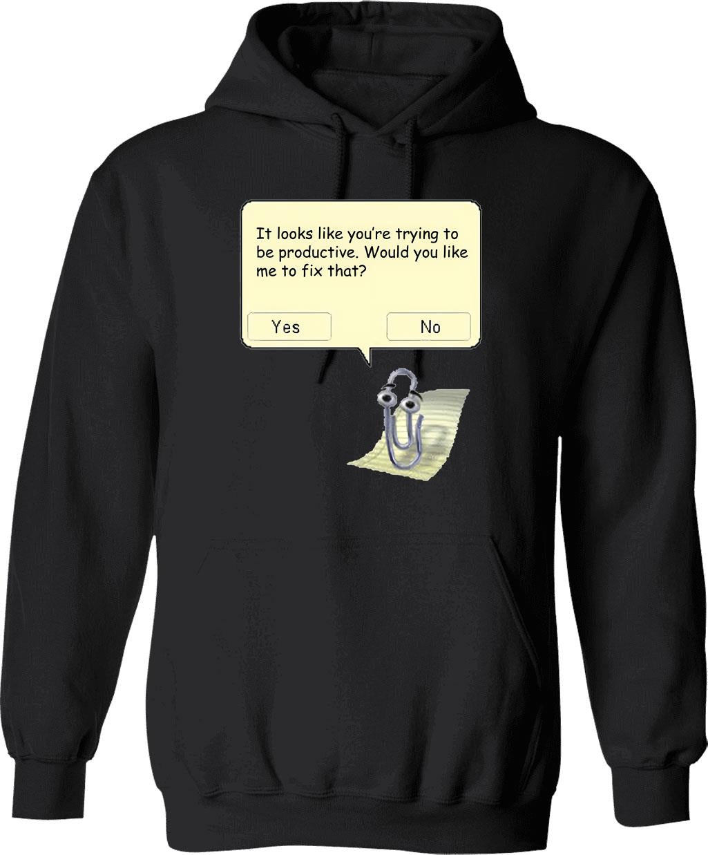Clippy Graphic Pullover Hoodie - Black