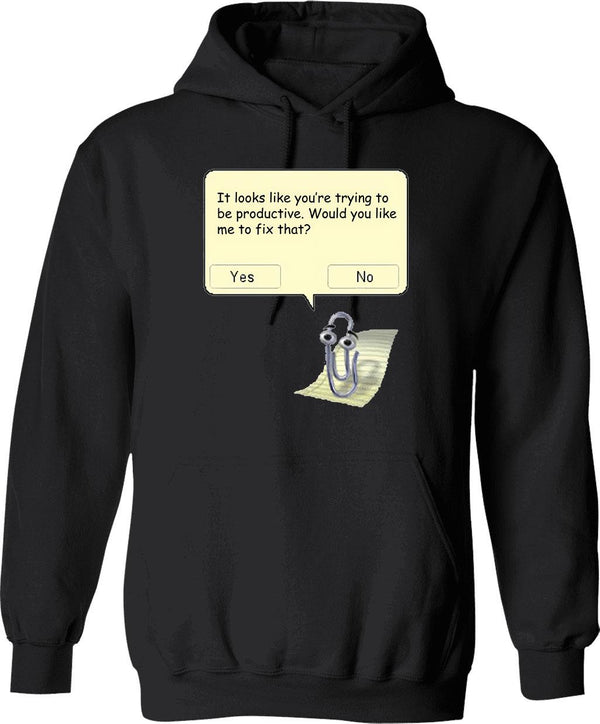 Clippy Graphic Pullover Hoodie - Black
