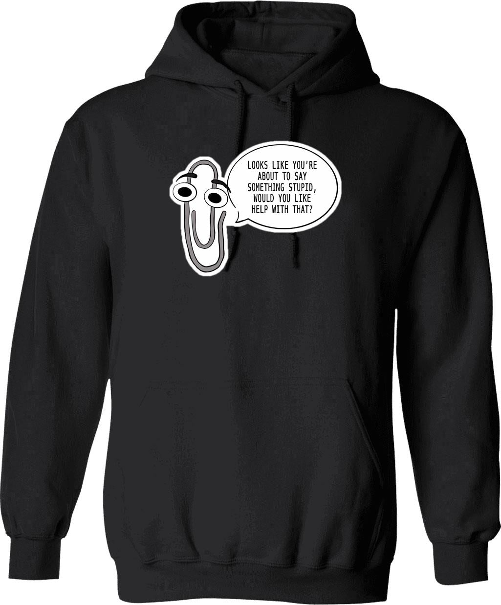 Clippy Hoodie - Retro Graphic Pullover Hoodie for Men & Women - Black
