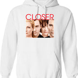 Closer Film Classic Hoodie - Retro Graphic Pullover Hoodie for Men & Women - White