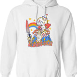 Clowns Are Silly Hoodie - Retro Graphic Pullover Hoodie for Men & Women - White